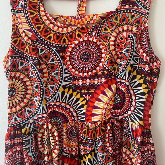 Xhilaration Target Brand Multicolored Fit and Flare Patterned Dress with Pockets - Picture 4 of 13